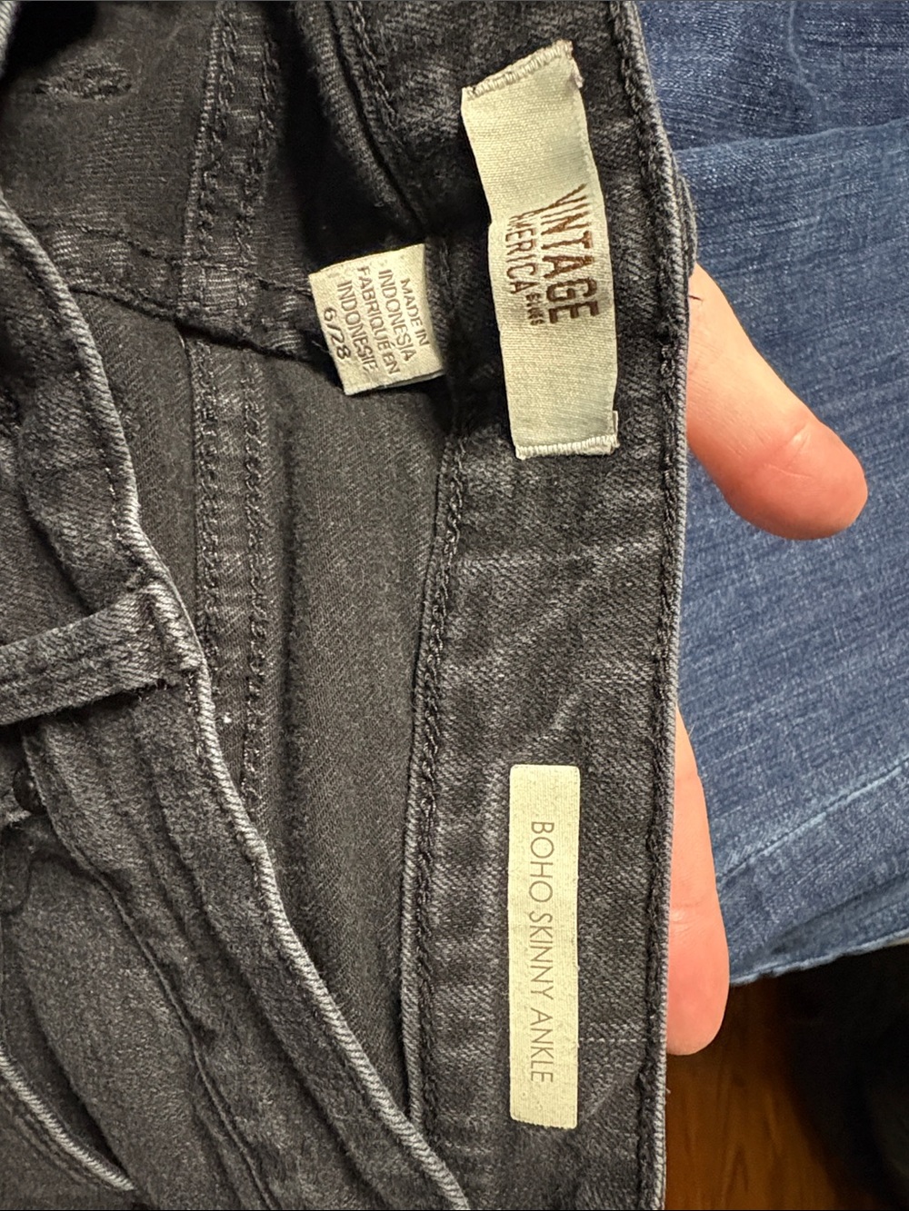 Vintage America Boho Skinny Ankle Jeans - Charcoal Gray